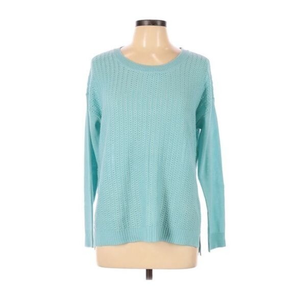 Van Heusen Knit Sweater Size Medium Knit Textured Blue Long Sleeve Crew Neck - Picture 1 of 6